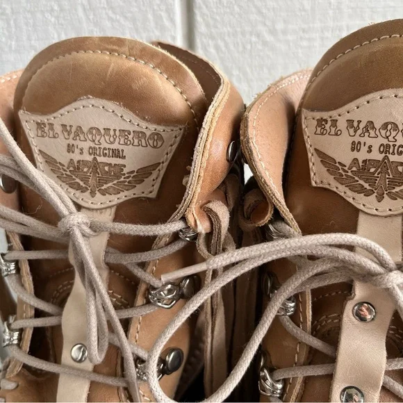 El Vaquero Italy Suede Wedge Moccasin Fringe Ankle Boots Booties Tan Size 36 / 6 - Picture 3 of 9